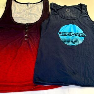 UFC gym tank sz L & red ombré tank NWOT